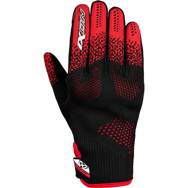 Gants Ixon IXFLOW KNIT noir et rouge avec dos en maille tricot
