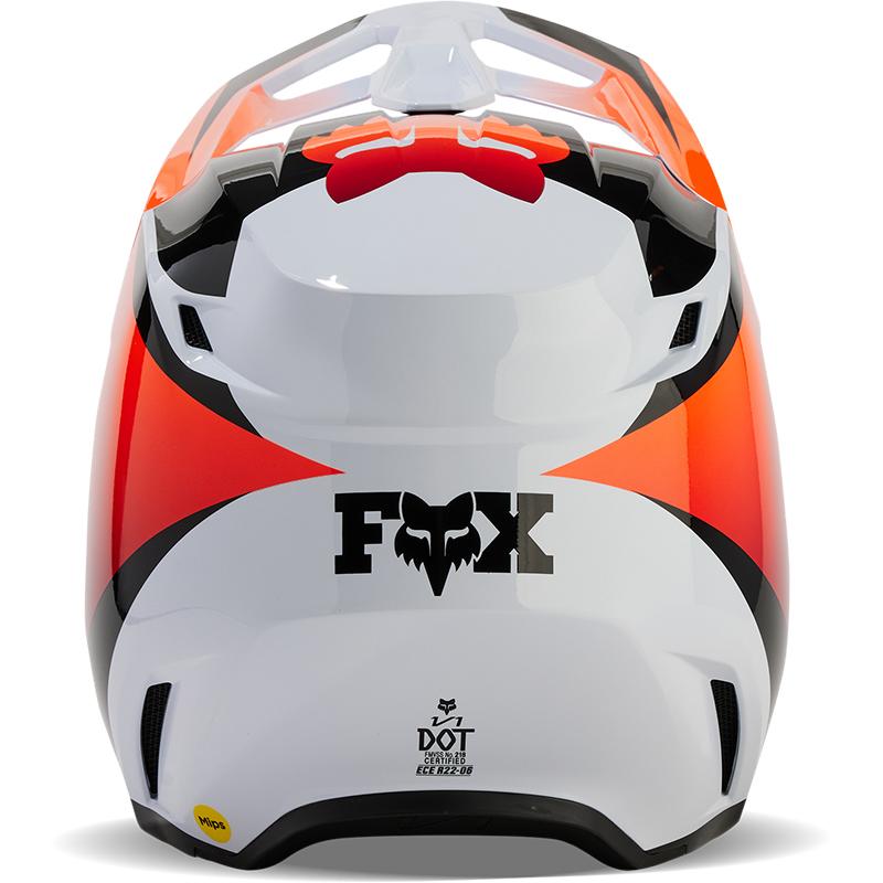 Casque cross FOX V1 STREAK blanc, orange et noir avec visière réglable — vue 2