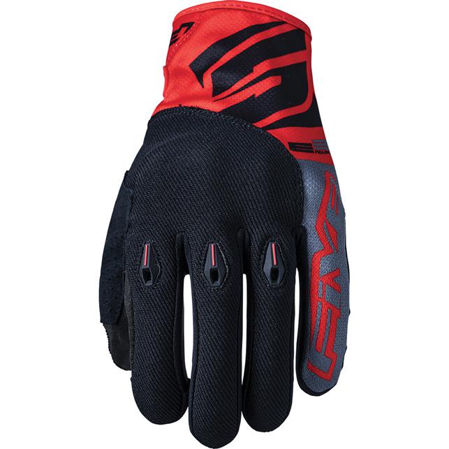 gants cross Five E3 rouges avec coques TPR sur les doigts