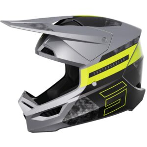 Casque cross SHOT FURIOUS PATROL gris néon jaune mat avec visière ventilée