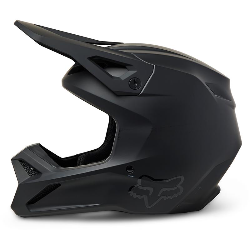 Casque cross FOX V1 SOLID noir mat avec coque en ABS et polycarbonate — vue 2