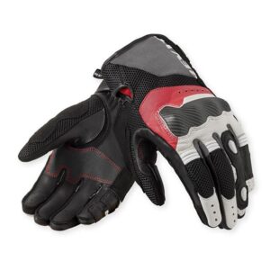 Gants REVIT BLAZE noirs, blancs et rouges à poignet court avec protections carbone