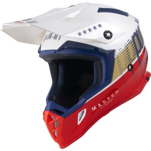 Casque cross PULL-IN MASTER en finition Navy White, coque polycarbonate et mentonnière fixe