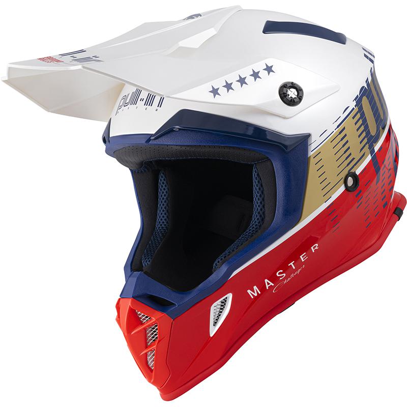 Casque cross PULL-IN MASTER en finition Navy White, coque polycarbonate et mentonnière fixe