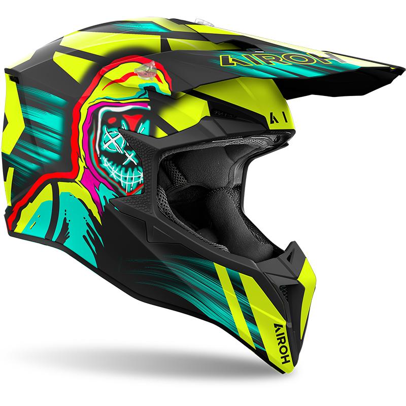 Casque cross AIROH WRAAAP CYBER avec visière réglable et coque HRT — vue 2
