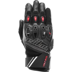 Gants Furygan Volt Evo d’été en cuir noir, blanc et rouge avec coque métacarpienne