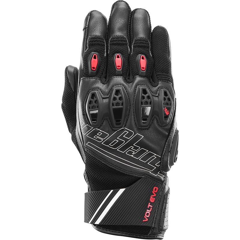 Gants Furygan Volt Evo d’été en cuir noir, blanc et rouge avec coque métacarpienne