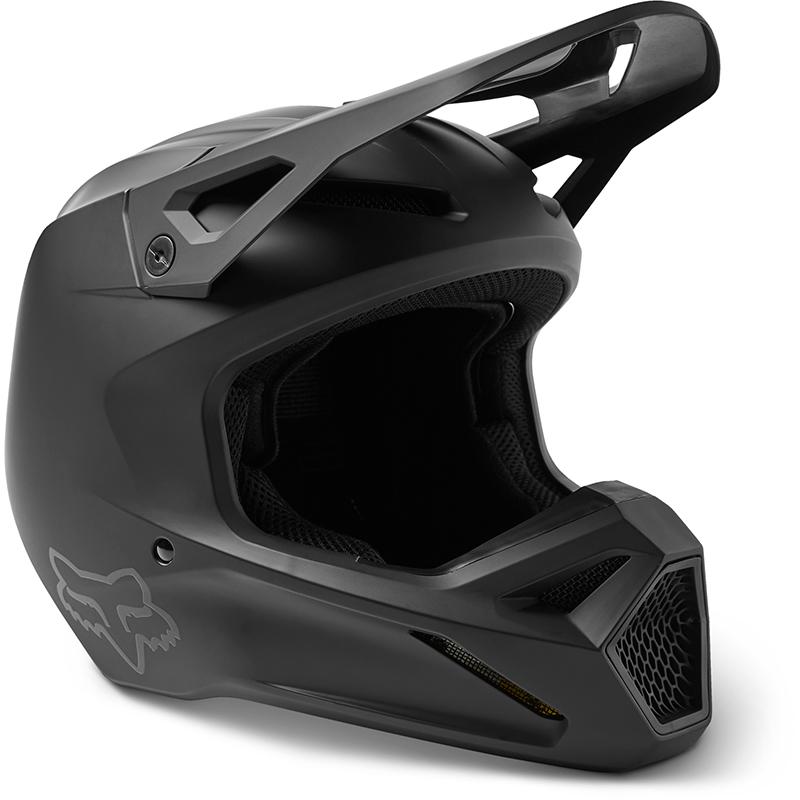 Casque cross FOX V1 SOLID noir mat avec coque en ABS et polycarbonate