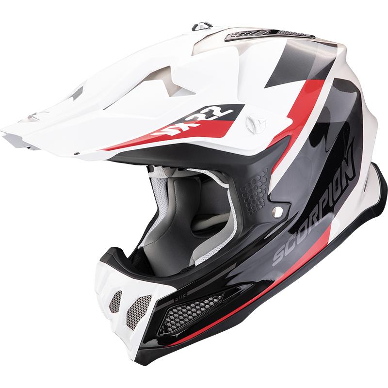 Casque cross Scorpion VX 22 avec visière Exolon et ventilation dédiée