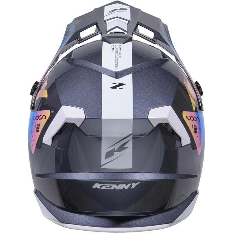 Casque cross KENNY TRACK GRAPHIC ZOOM noir et blanc avec visière réglable — vue 2