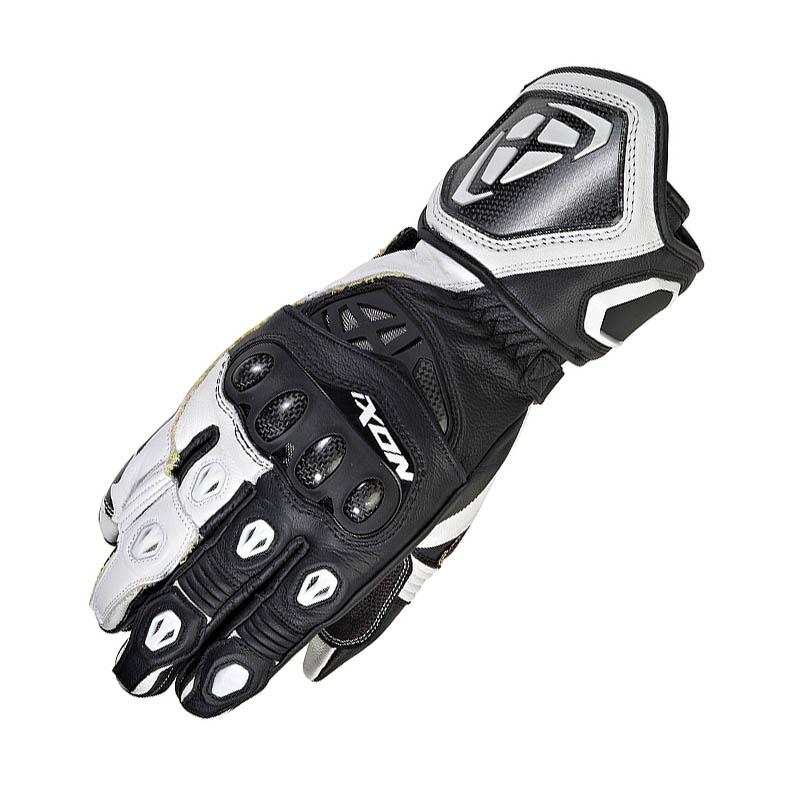Les gants Ixon Rs Genius 2 noirs et blancs avec protections visibles
