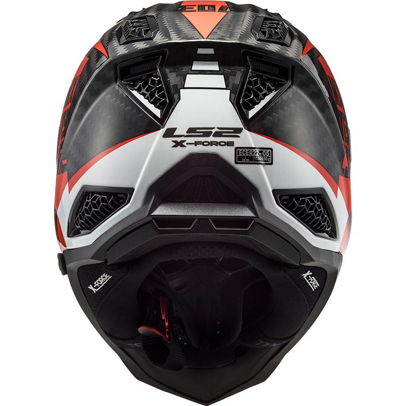 Casque cross LS2 MX703 rouge et blanc avec visière réglable — vue 2