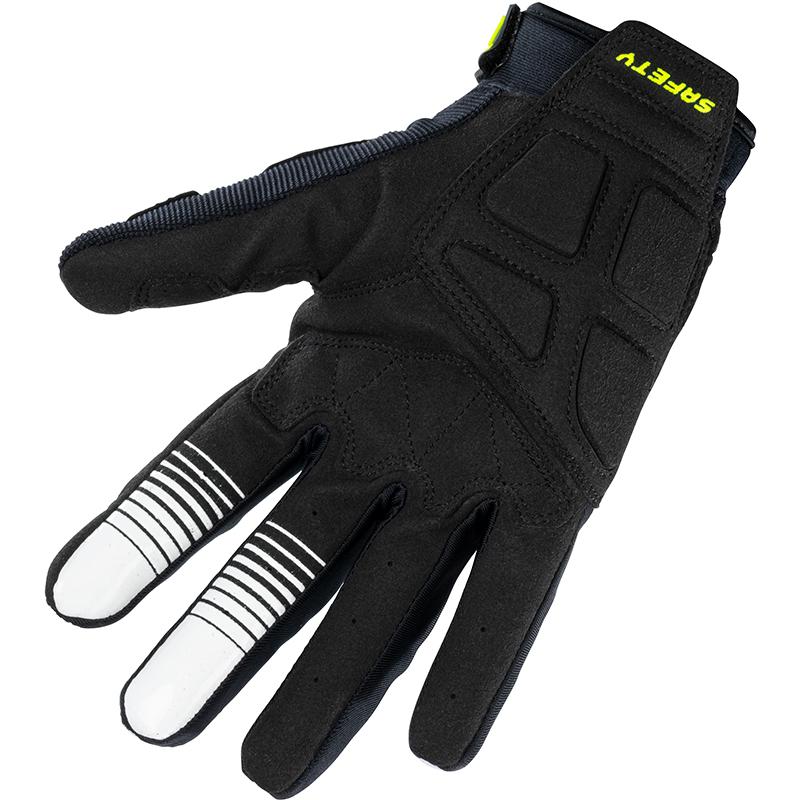 Gants enduro KENNY SAFETY noirs, gris et jaune fluo avec renforts paume — vue 2