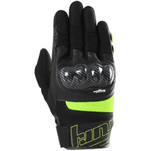Gants Furygan Galax Evo noir et jaune fluo avec coque métacarpienne