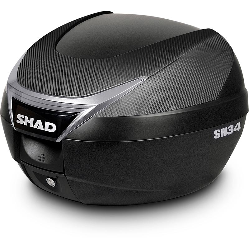 Top case SHAD SH34 avec couvercle en carbone et fermeture à pression