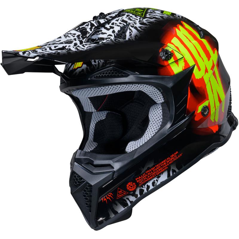 Casque cross PULL-IN GRAPHIC + KID TRASH pour jeune pilote, noir rouge blanc
