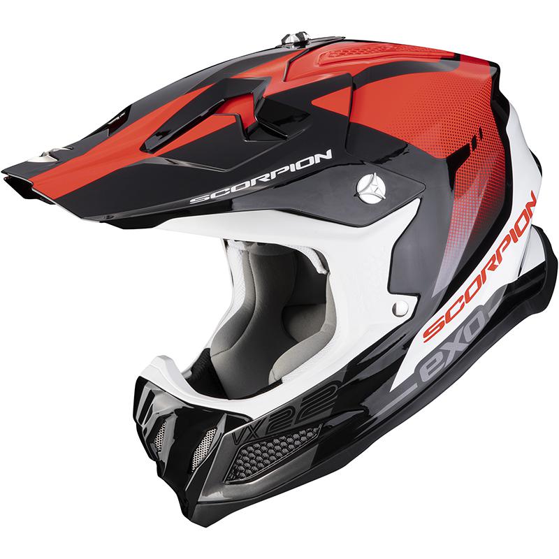 Casque cross Scorpion VX-22 AIR ATTIS rouge et noir à visière