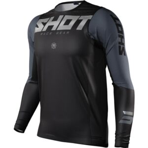 Maillot cross AIRFLOW SHOT noir à manches pré-courbées et zones ventilées