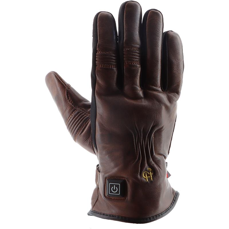 Gants chauffants Helstons Benson Evo Heating marron avec manchette et bouton de commande