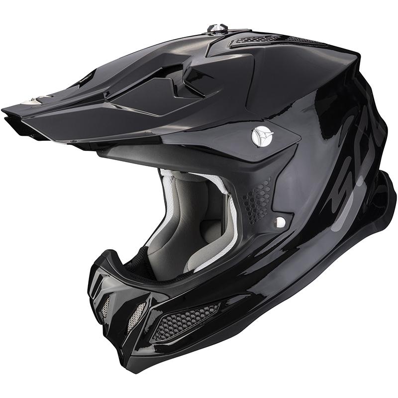 Casque cross Scorpion VX-22 AIR noir brillant avec extension de visière fournie