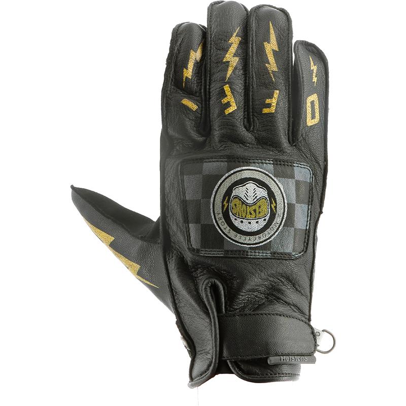 Gants Helstons Logo d’été en cuir avec manchette courte et patte de serrage