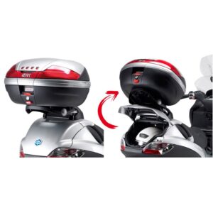 Support top case Givi Monokey basculant avec platine M5 et dossier
