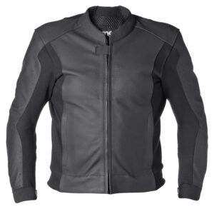 Blouson moto GMS GS-1 en cuir avec coupe longue et panneaux perforés